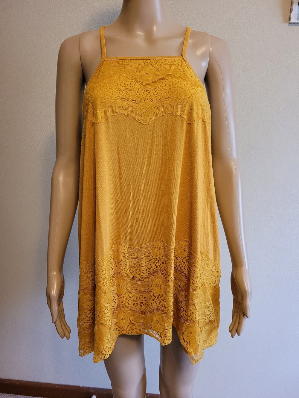 Torrid Mustard Lacey Camisole Style  Racerback Blouse.  Size 1